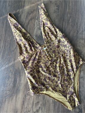 Zimmerman Floral One-Piece Swimsuit in Gold  and neutral tones